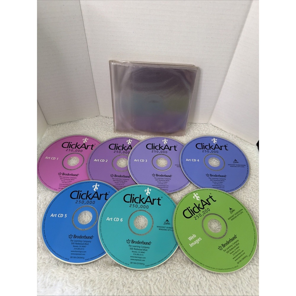 ClickArt PC CD ROM 1.75 Million Set Of 6 2001 Vtg Web Images Brøderbund Win 95